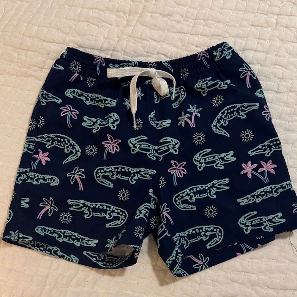 Chubbies Kids Swim Trunks - Navy with Aqua and Pink
